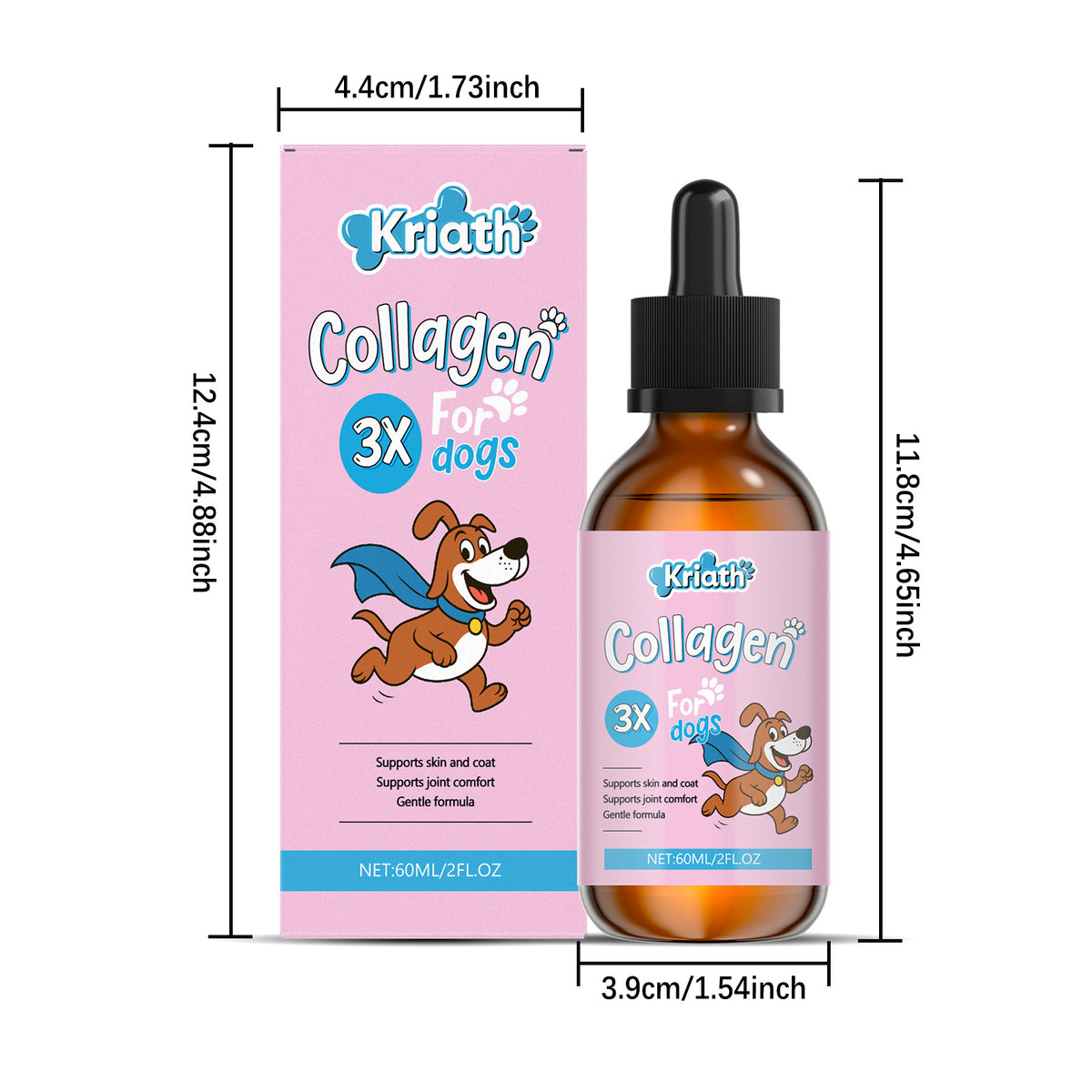 Kriath Pet Dog Nutrition Drops Mild Formula For Fur And Skin Care Main Food With Supplements