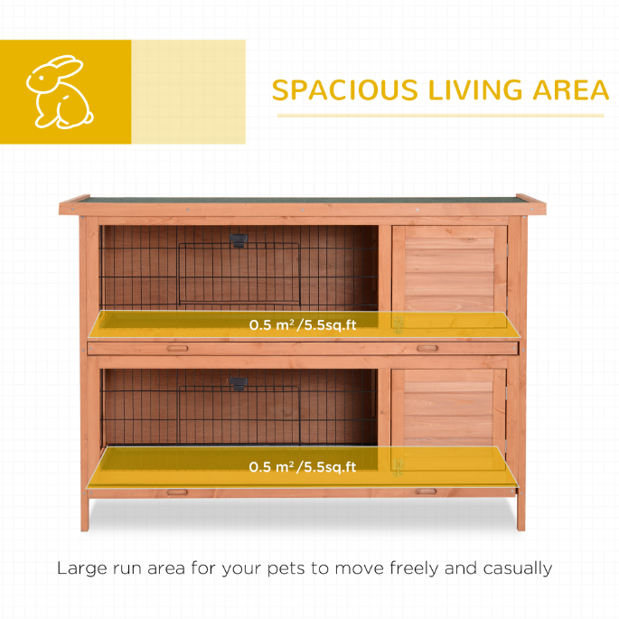 54 Rabbit Cage, 2-Tier Rabbit Hutch Outdoor Guinea With Removable Dividers And Pull-Out Trays, Orange