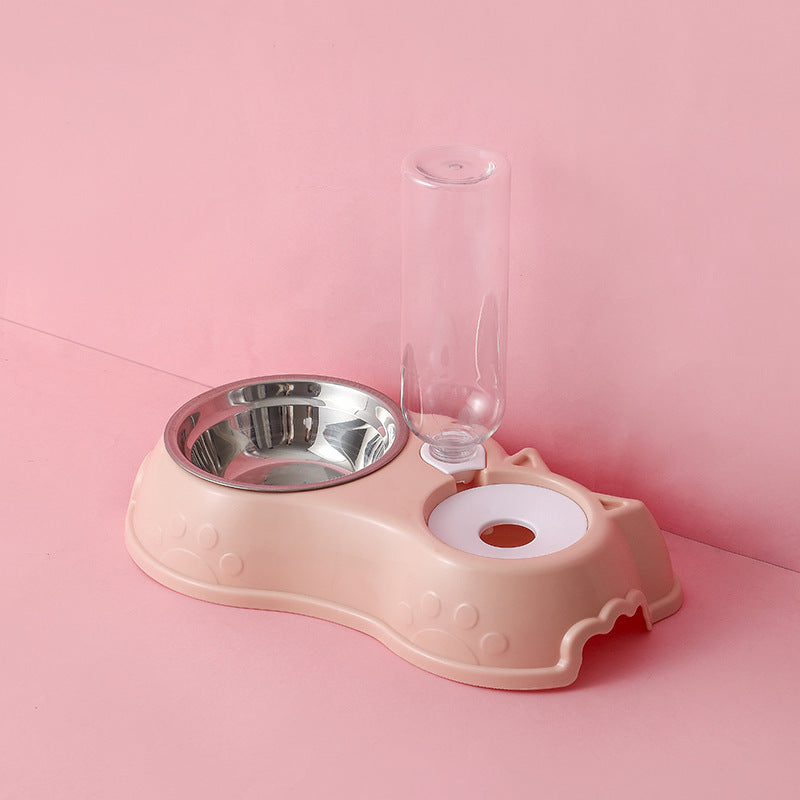 Plastic Double Bowl Cat Bowl Automatic Drinking Water Anti-tumble Tableware Supplies