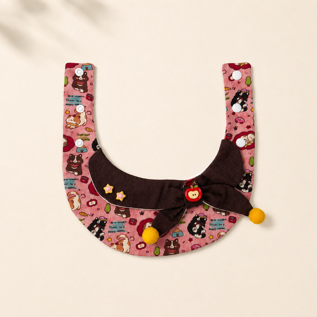 Cute Printed Large Bow-Knot Fur-Ball Cat And Dog Bib