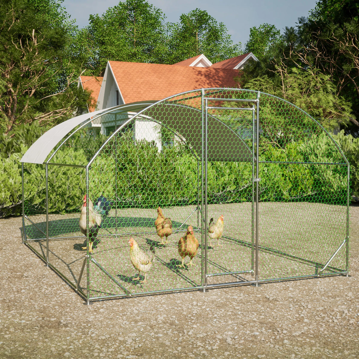9.84' x 13.12' x 6.56' Large Chicken Coop Metal Chicken Run with Waterproof and Anti-UV Cover