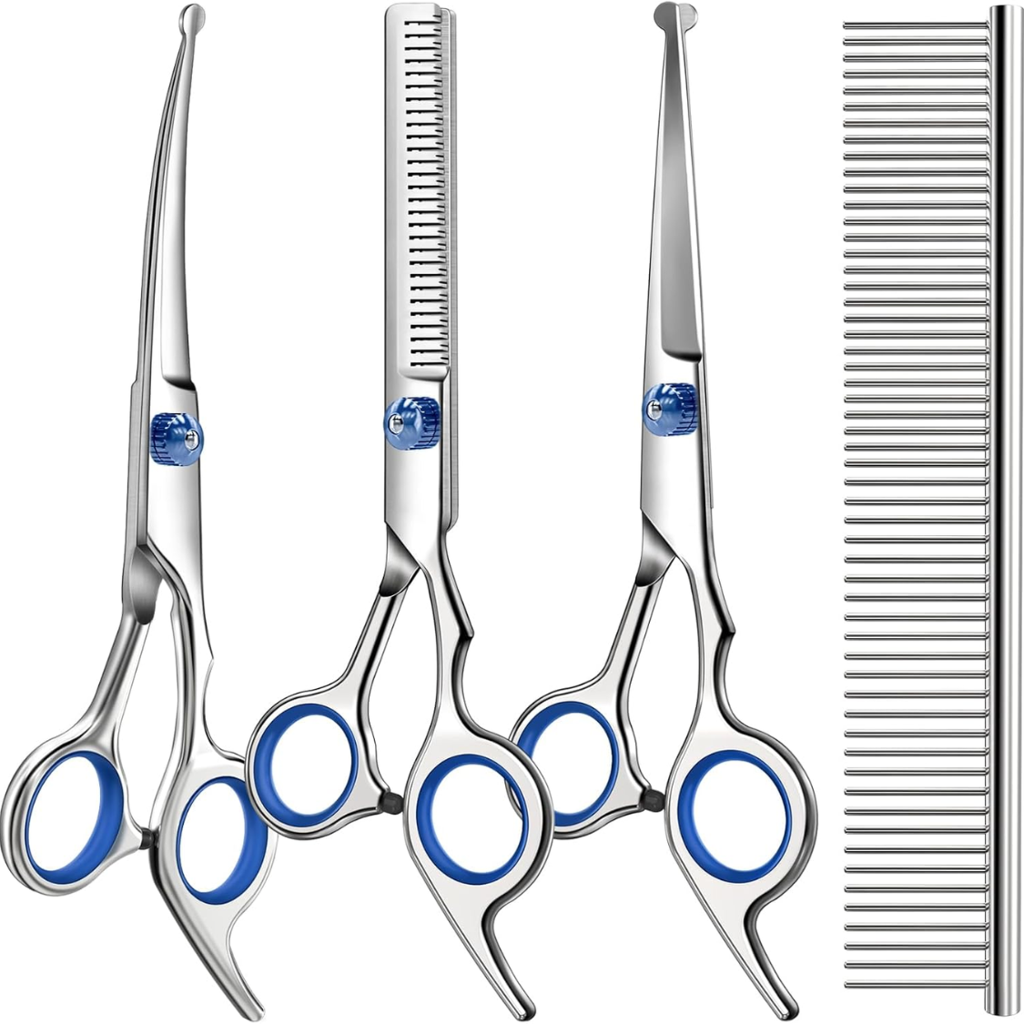 Professional 4 In 1 Dog Cat Grooming Scissors Kit With Safety Round Tips,Sharp