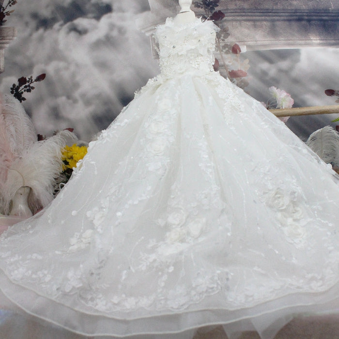 Heavy-Duty Embroidered Tail Wedding Dress - Pet Clothing