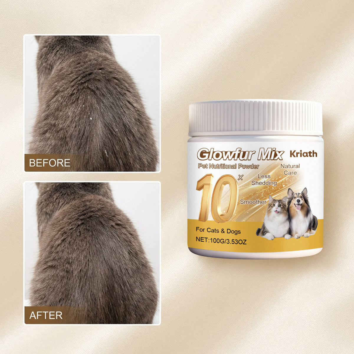 Kriath Pet Skin And Hair Care Nutritional Powder Daily Care Powder For Soft And Shiny Pet Hair