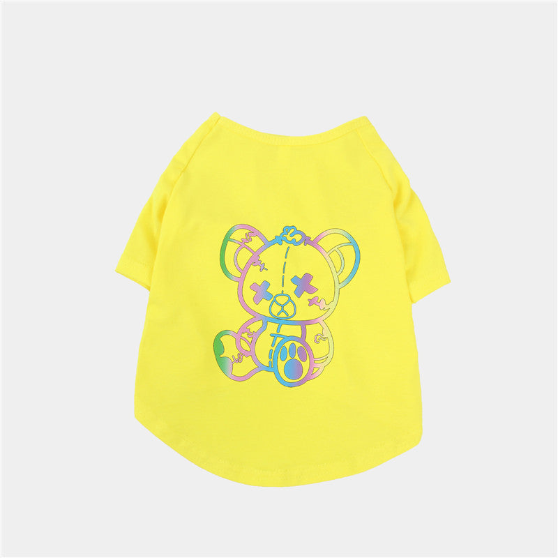 Pet Clothes Spring And Summer Pure Cotton Short-sleeved Cute Color Bear Thin T-shirt
