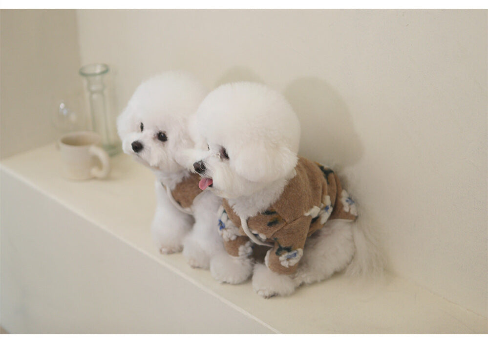 New Warm Lamb Wool Flower Dog Sweater