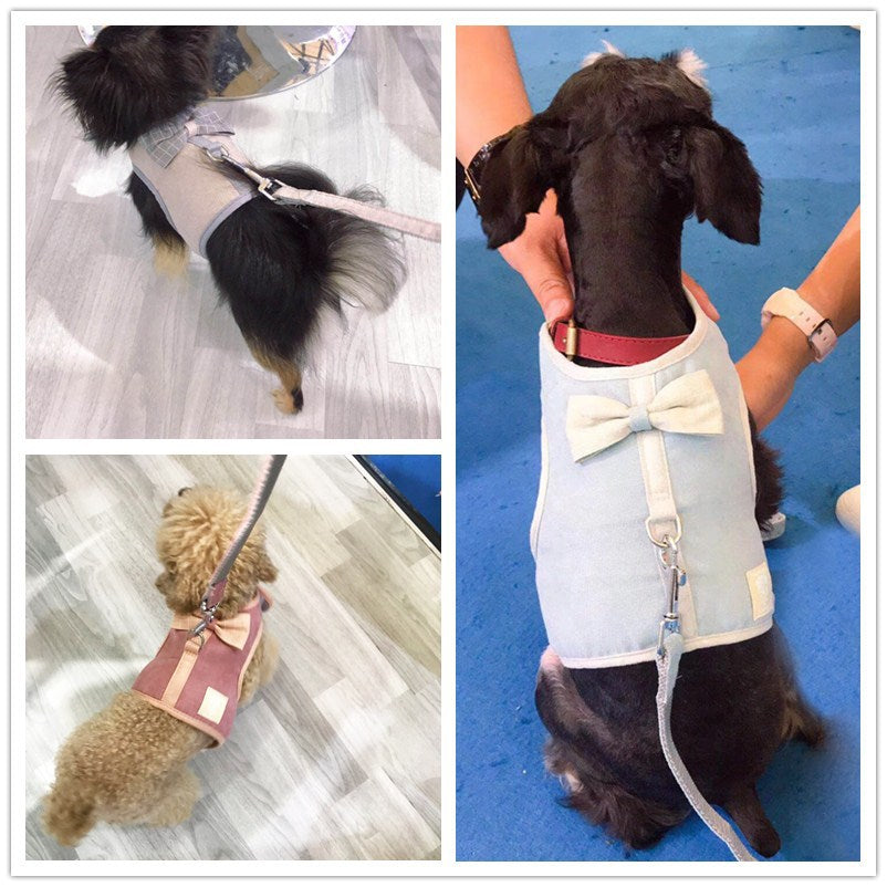 Grid Pet Harness Korean Style Small And Medium-sized Dogs Vest Dog Hand Holding Rope Pet Products Factory Wholesale