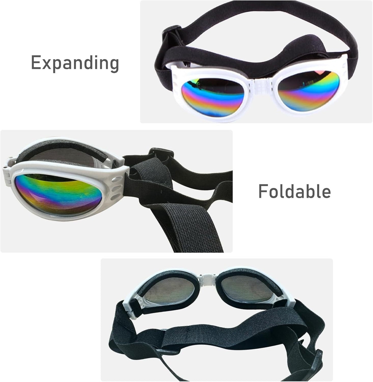 Pet Sunglasses Dog Cat Windproof Glasses Accessories Goggles Small Medium Dog Sun Visor Eye Wear Glasses UV Dust Fog Protection With Adjustable Strap