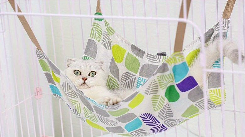Pet Summer Cotton Hemp Cat Hammock Breathable Cage Cat Swing Hanging Nest Multi-color Printed Hammock Pet Supplies