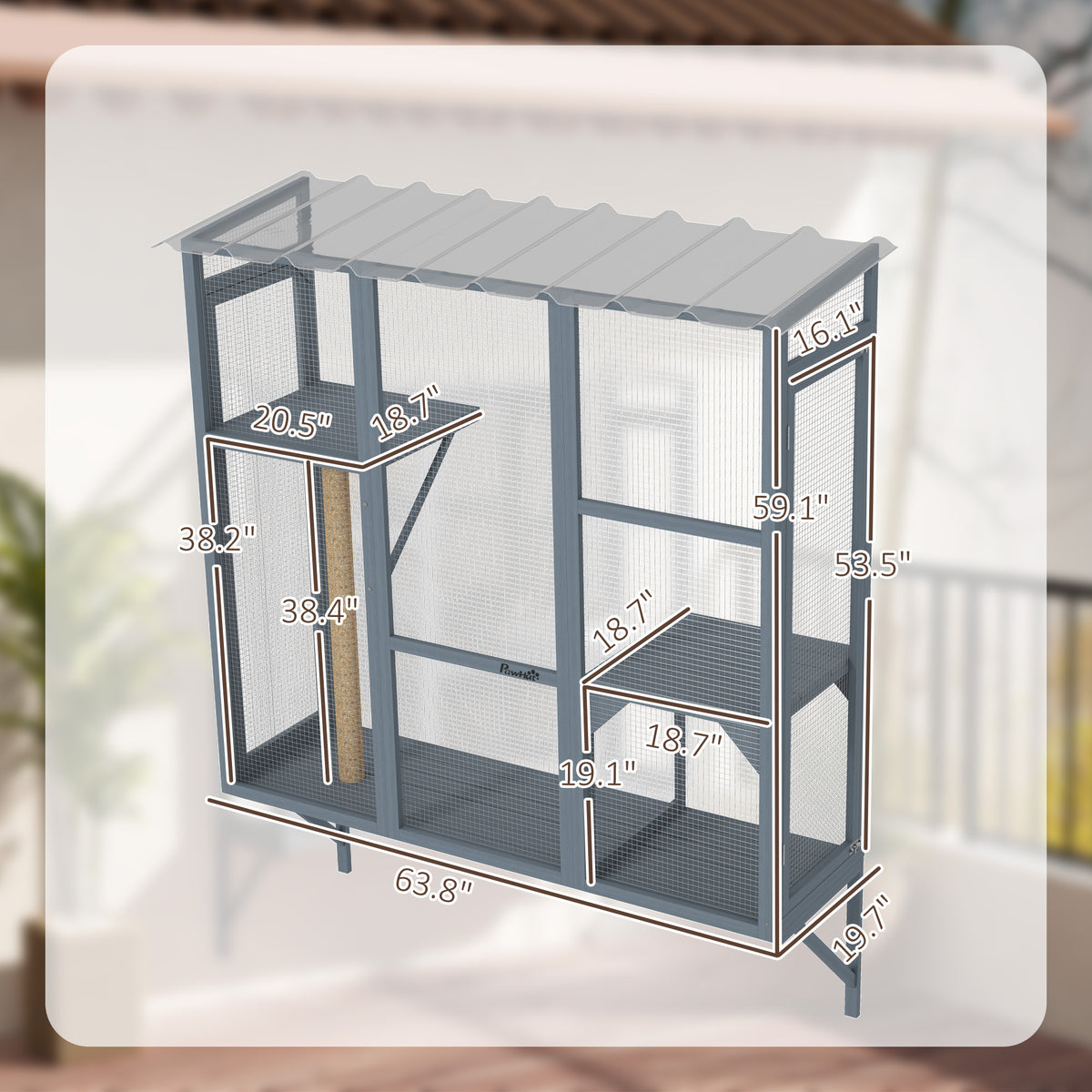 Catio Outdoor, Window Catio for 2-3 Large Indoor Cats w/ 2 Jumping Platforms, Scratching Post, for Playing, Napping