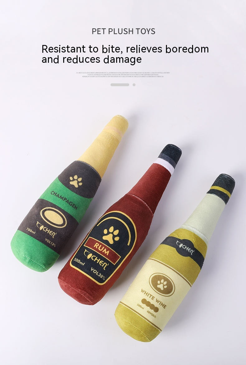 Dog Toy Champagne Bottle Bite-resistant Plush Toy