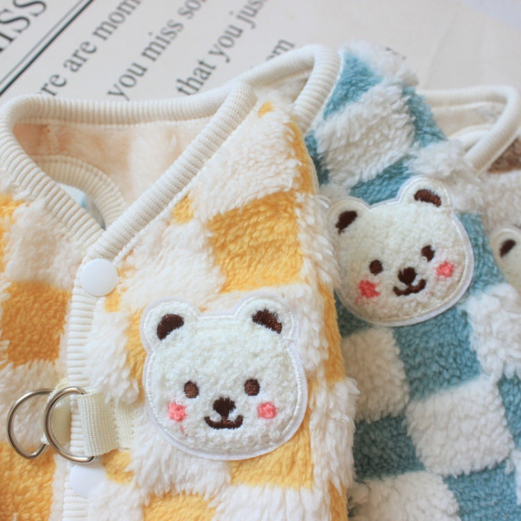 Dog Clothes Hand Holding Rope Fleece-lined Warm