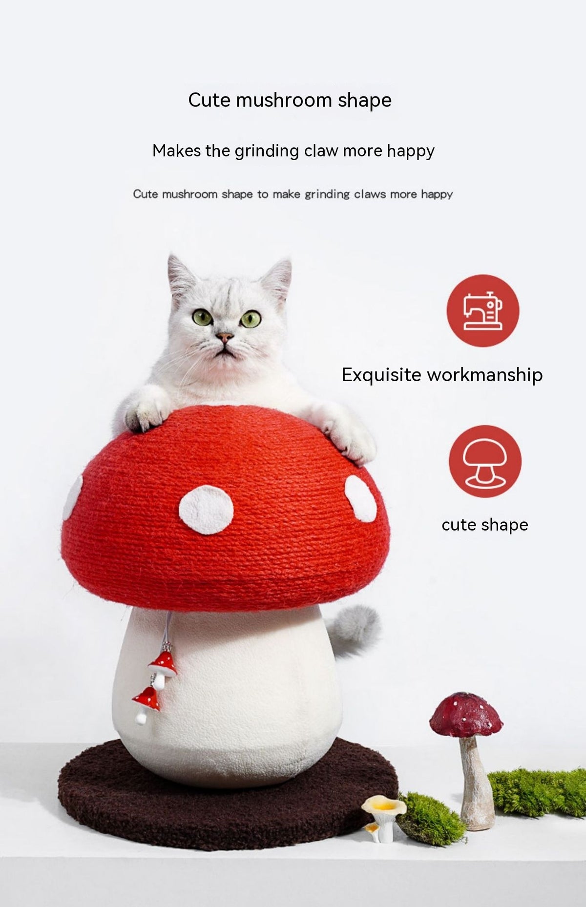 Cat Scratch Board Mushroom Red Umbrella Scratching Board Cat Toy