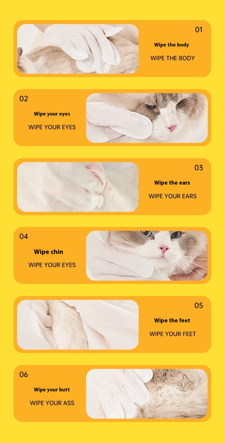 Pet Cleaning And Disinfection Wipes Dogs And Cats Special Bath Disposable Gloves