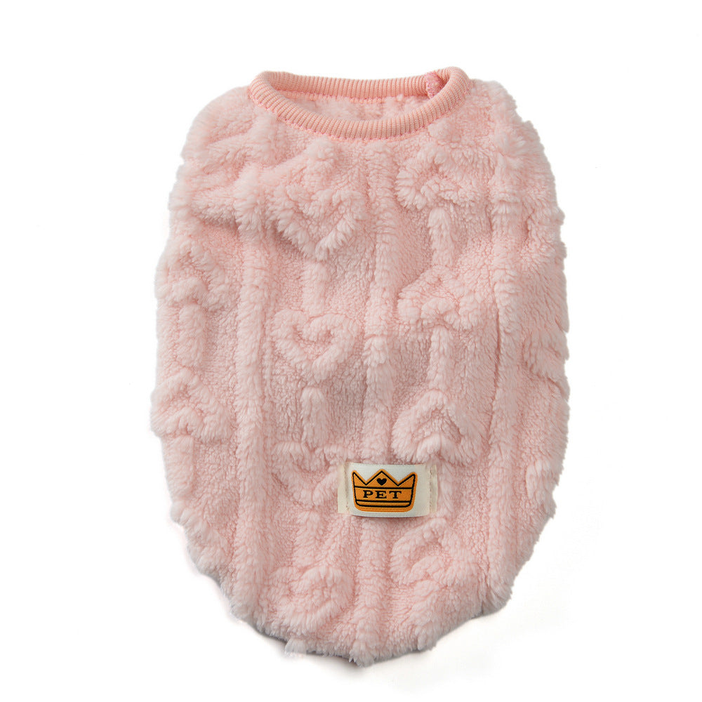 Pet Dog Clothes Teddy Cat Heart Twist Double-sided Velvet Vest Fleece Lined Padded Warm Keeping Wholesale