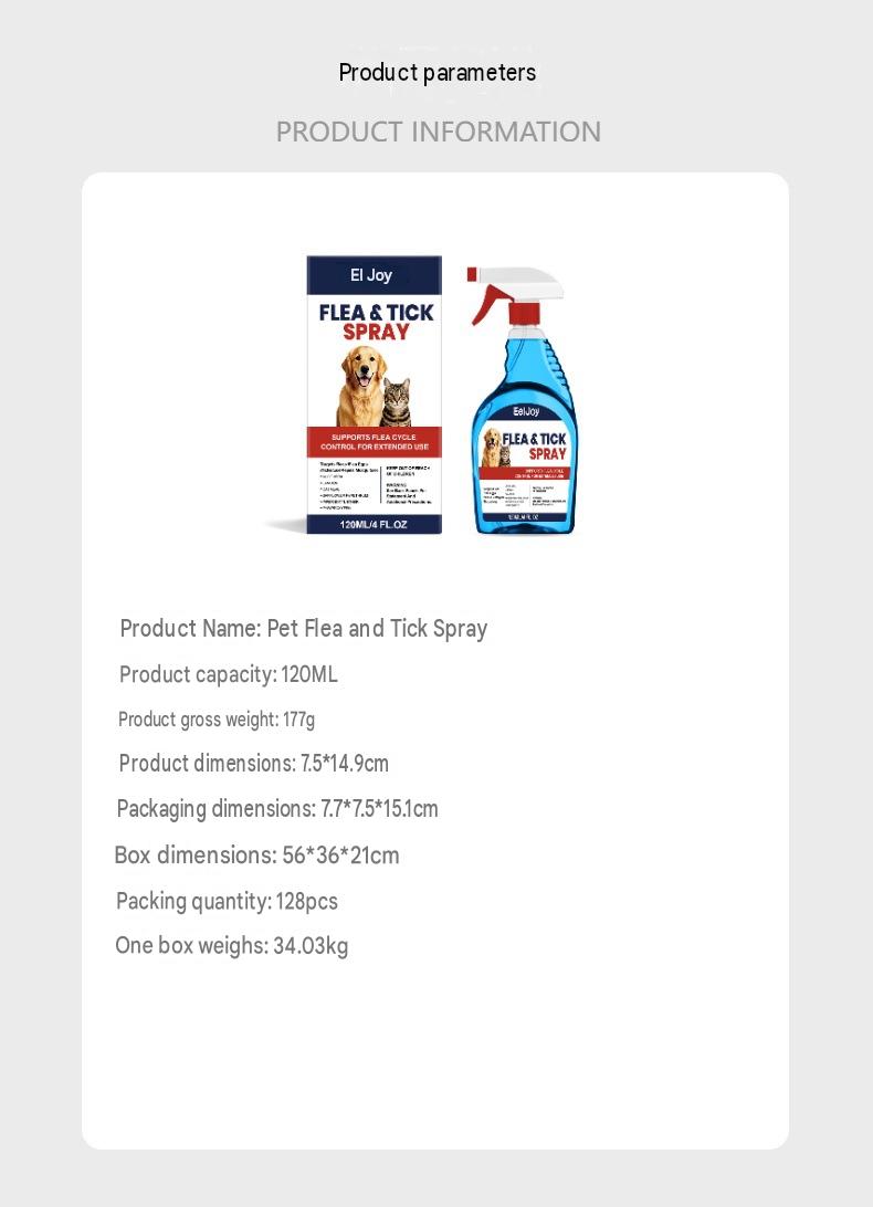 Eeljoy Pet Flea And Tick Spray Daily Pet Insect Repellent Cleaning Gentle Care Convenient Spray