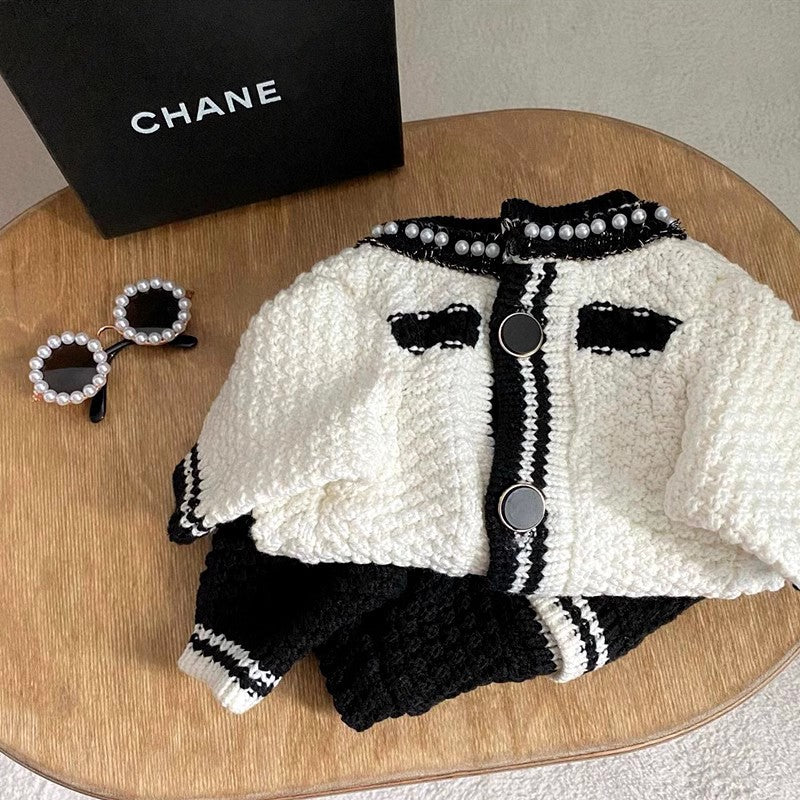 Korean Style Puppy Clothes Pearl Collar Sweater