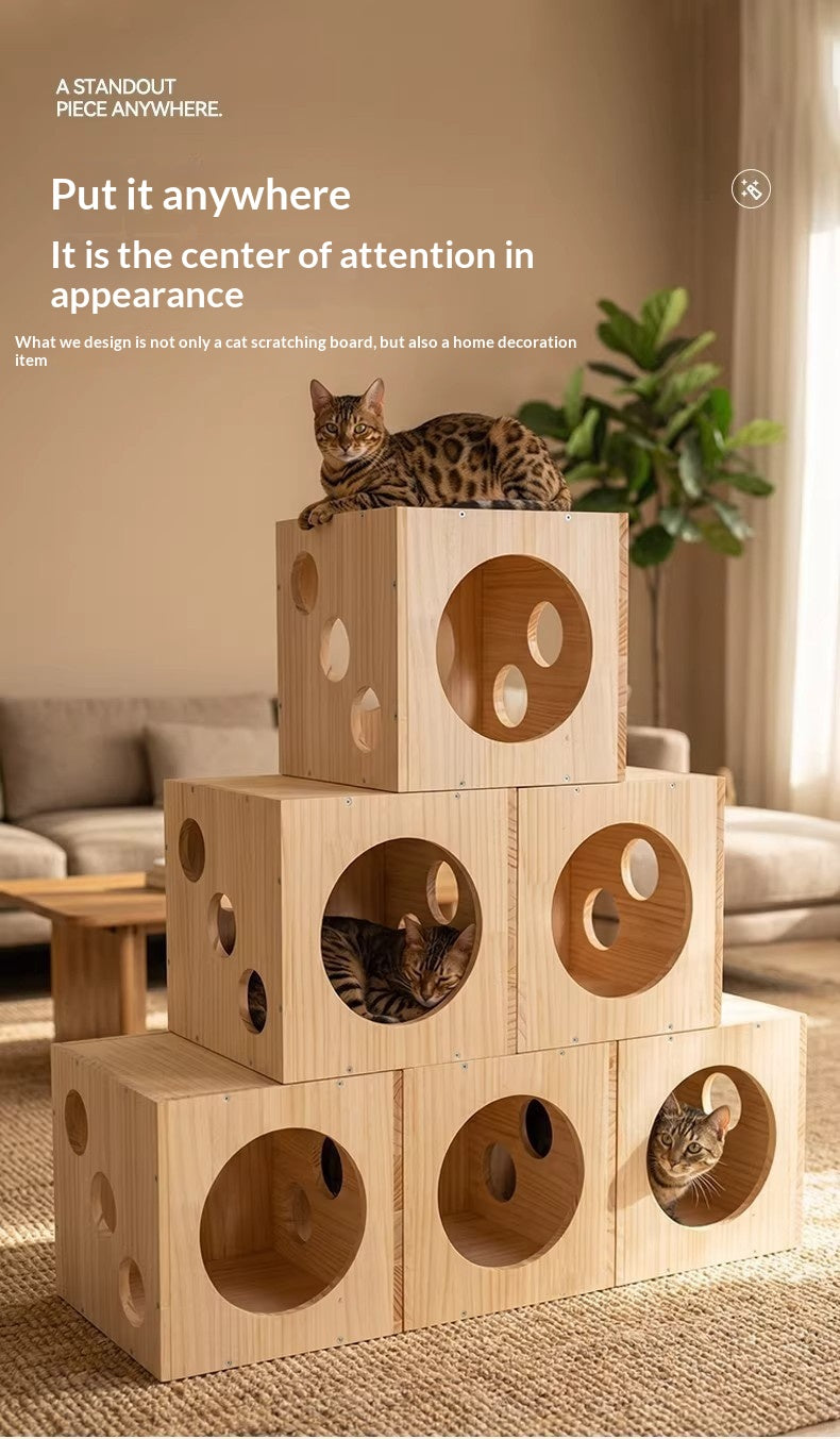 Four-season Cat House Hiding Sleeping Nest Cat Cage Tunnel Semi-enclosed