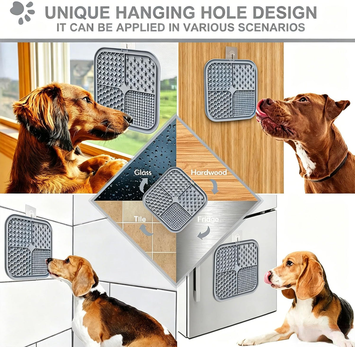 Licking Mat For Dogs & Cats With Suction Cups, 1 Pack Square Dog Slow Feeder Lick Pat For Anxiety Relief & Boredom, Dog Toys To Keep Them Busy, Pets Bathing Training Grooming Mat