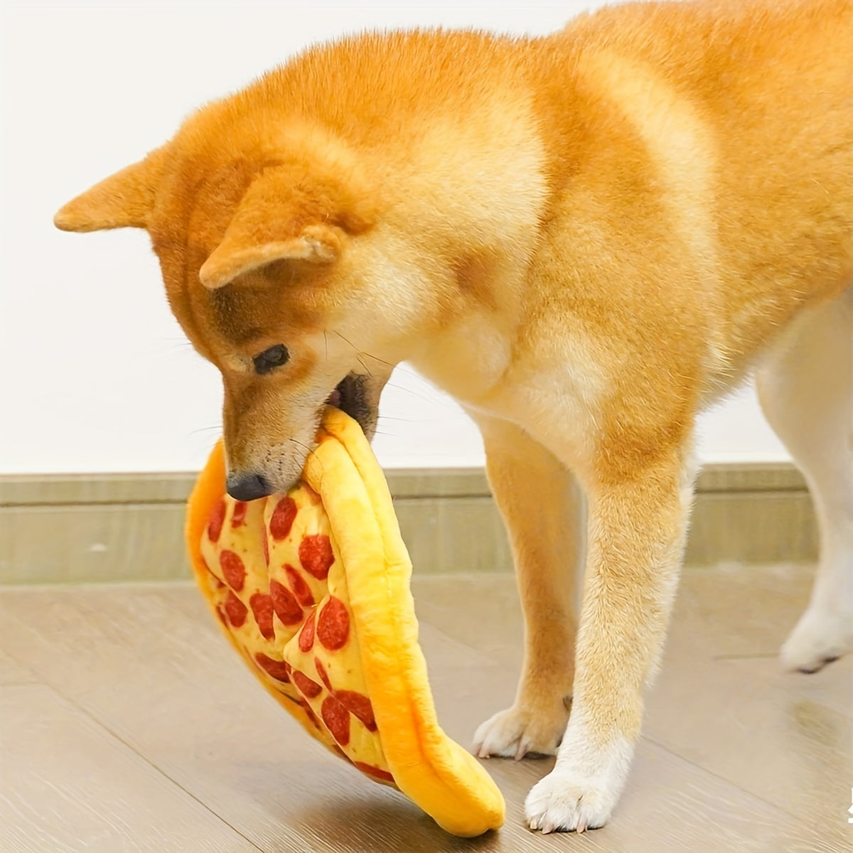 Pet Teddy Toy Pizza Grinding Teeth Squeaky Durable Dog Chewing Toy Interactive Supplies