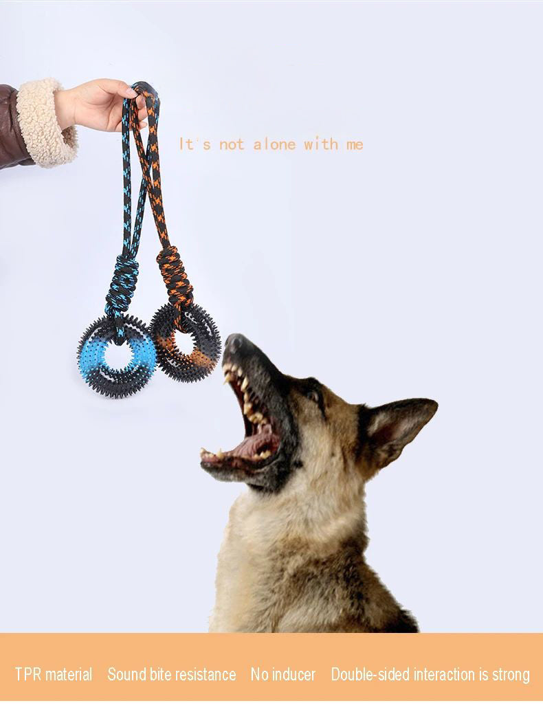 Knot Rope Dog Accessories Hand Pull Double Color Barbed Circle Molar Bite Resistance Interactive Training Pull Rope Dog Toys