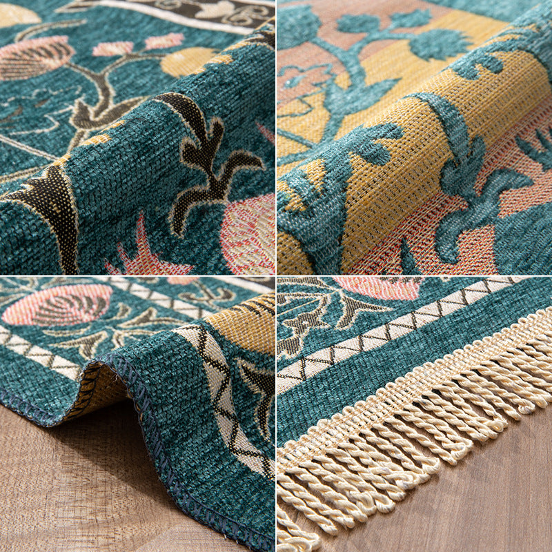 Portable Thin Middle East Ethnic Style Flower Gold Thread Worship Carpet