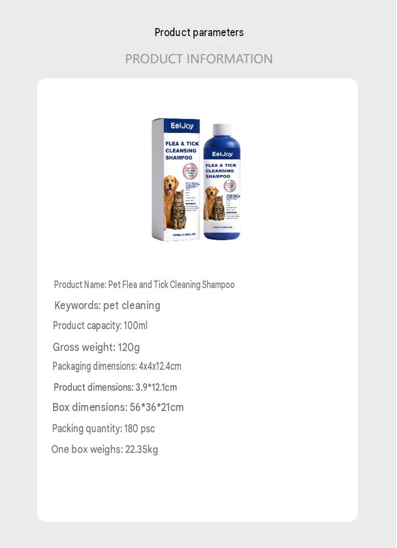 Eeljoy Pet Flea And Tick Cleaning Shampoo Gentle Formula Effective Cleaning For Pets Daily Care Essential