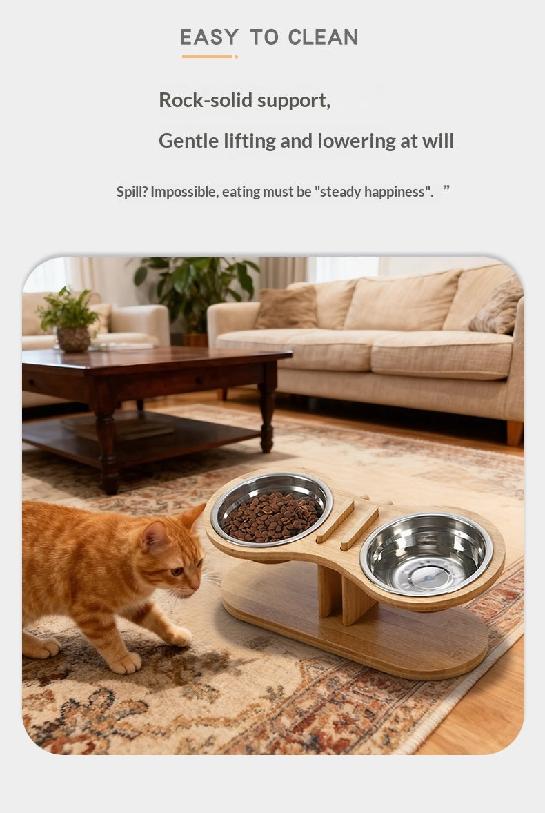Adjustable Tilted Pet Stand With A Feeding Bowl