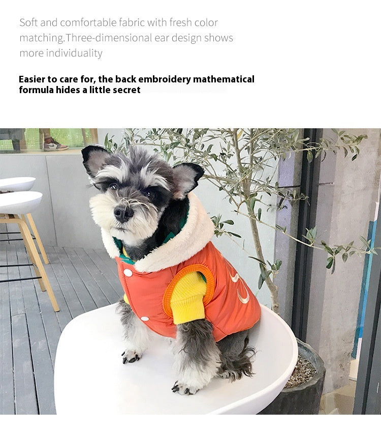 Pet Winter Cotton Dress Dogs And Cats Thermal Extra Thick With Fleece Reversible Coat
