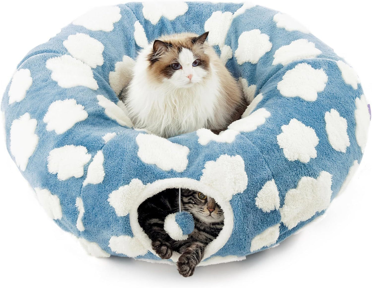 Plush Cat Tunnel Light Cloud Donut Foldable Cat Tunnel Cat Nest