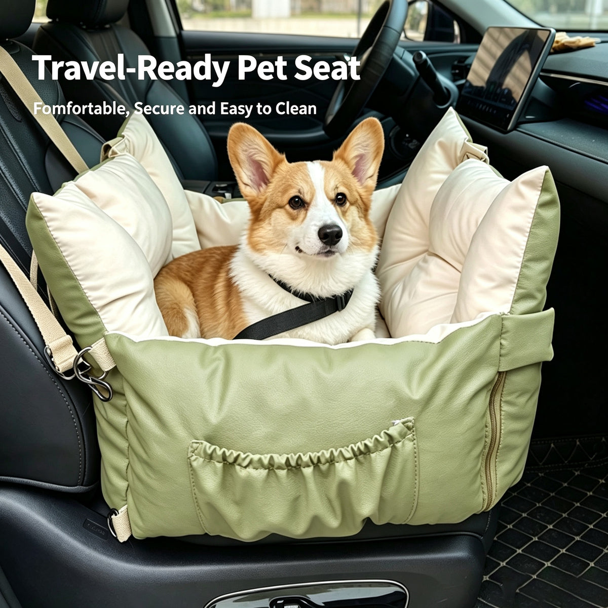 Waterproof Dog Car Seat Bed 2 In 1 Convertible Pet Travel Carrier Safety Booster Seat With Storage Pocket Washable Anti Slip Puppy Car Bed For Small Medium Dogs Reversible 2 Sided Design