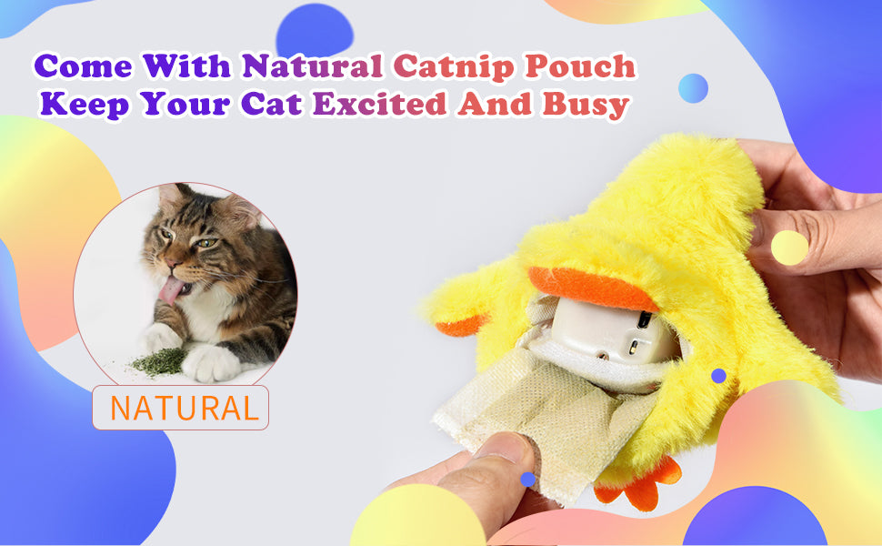 Cat Catnip Toys Beating Wings Duck Rechargeable Lifelike Quack ChirpingTouch Activated Kitten Toy Interactive Cat