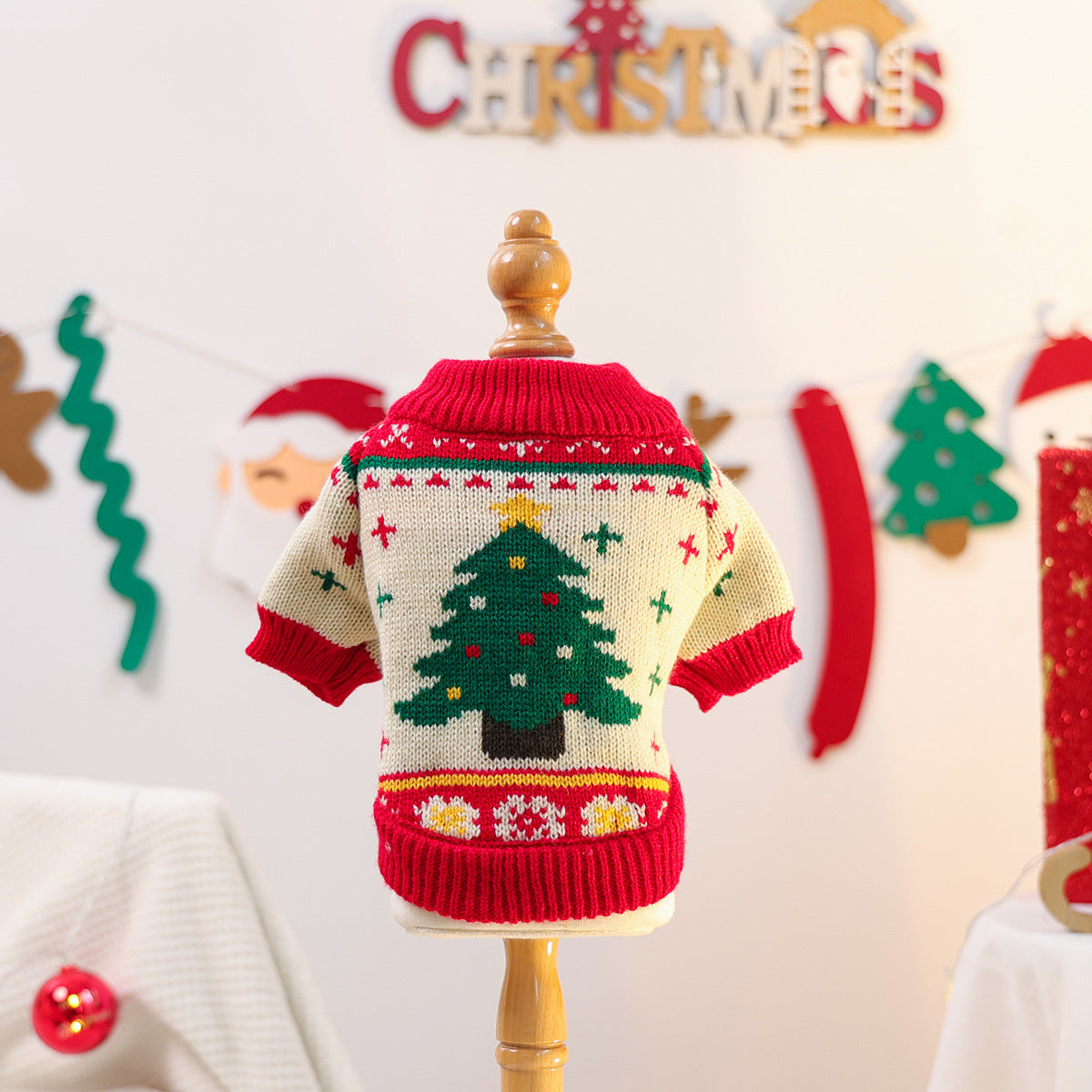 Casual Fashion Green Christmas Tree Dog Sweater