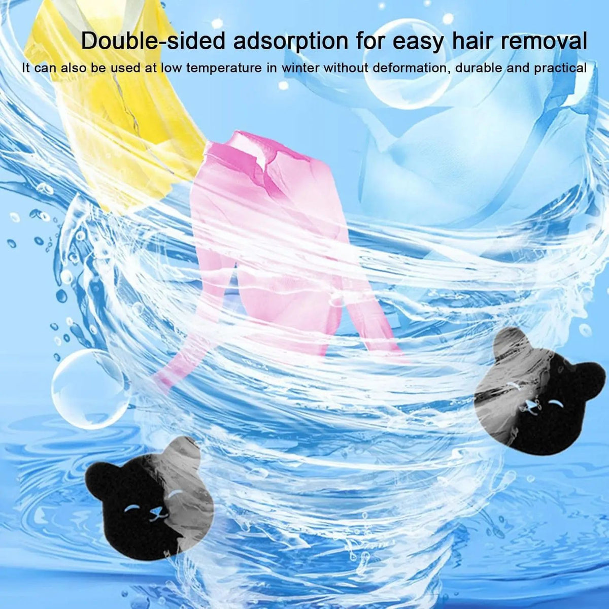 Bear Shape Sponge Cleaning Ball Washing Machine Laundry Ball Pet Hair Remover Reusable Clothes Sofa Cat Dog Hair Cleaning Sponge 2pcs