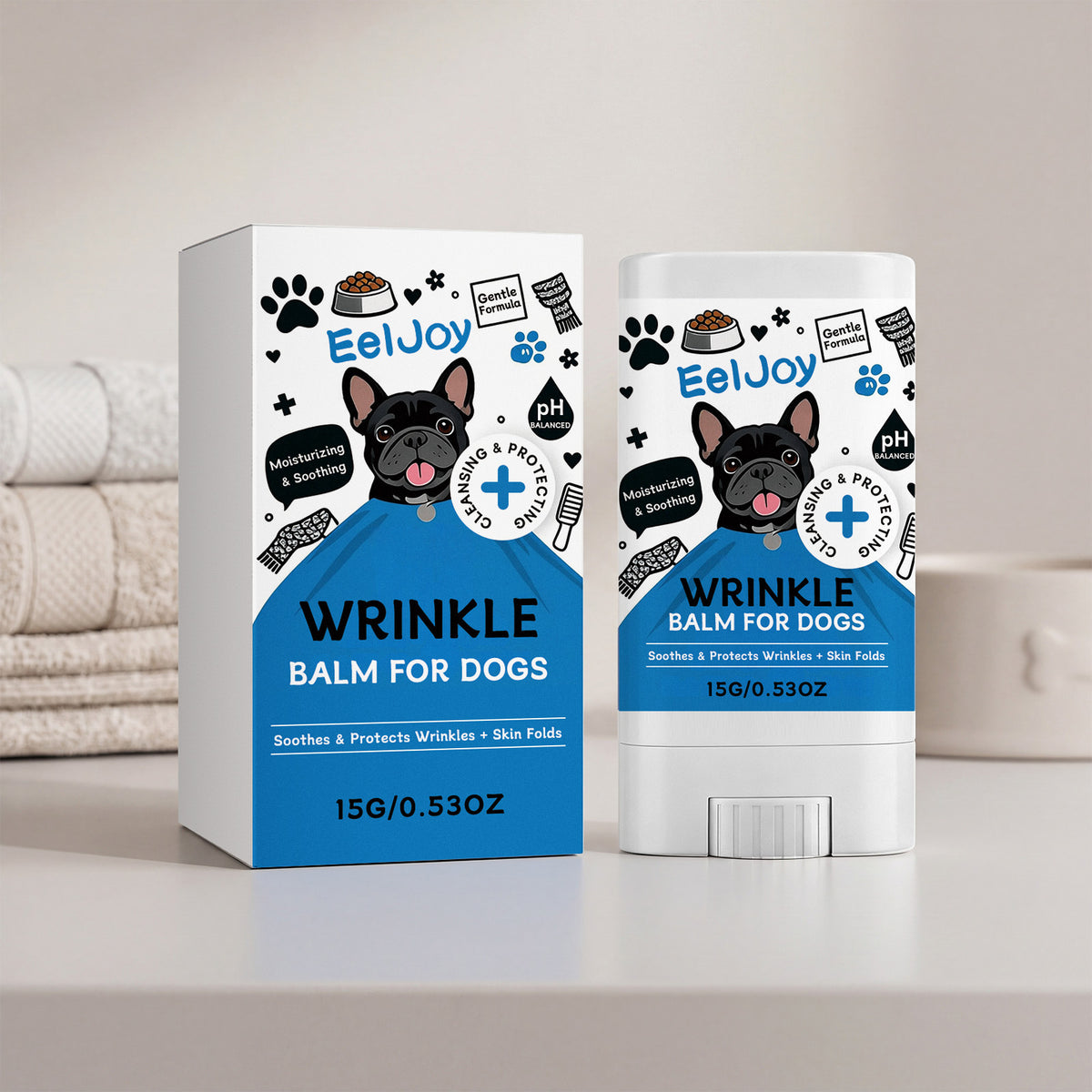 Eeljoy Anti-Wrinkle Wax For Dogs, French Bulldog, English Bulldog, Pug Facial Wrinkle Cleaning And Moisturizing Skin Care Wax