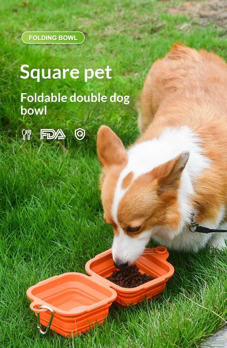 Outdoor Portable Dual Dog Feeding Bowls