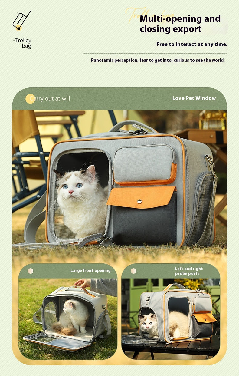 Cat Bag Going Out Pet Trolley Bag Good-looking Anti-stress Cat Backpack