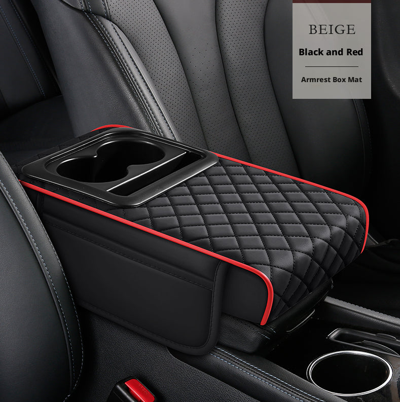 Multifunctional armrest box mat-black + red-1 piece