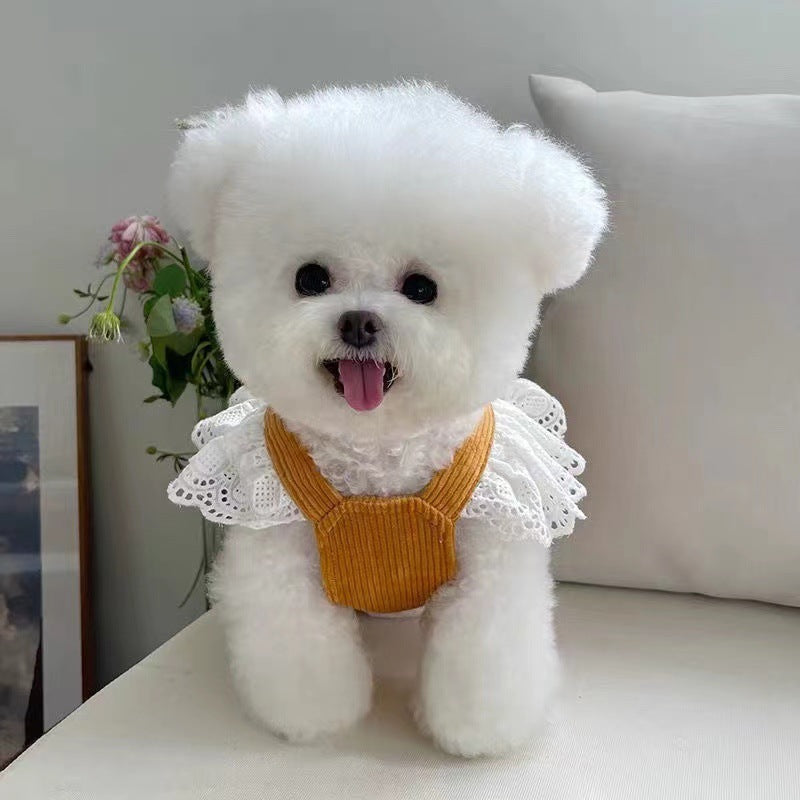 Pet Clothes Corduroy Pumpkin Skirt Traction Buckle