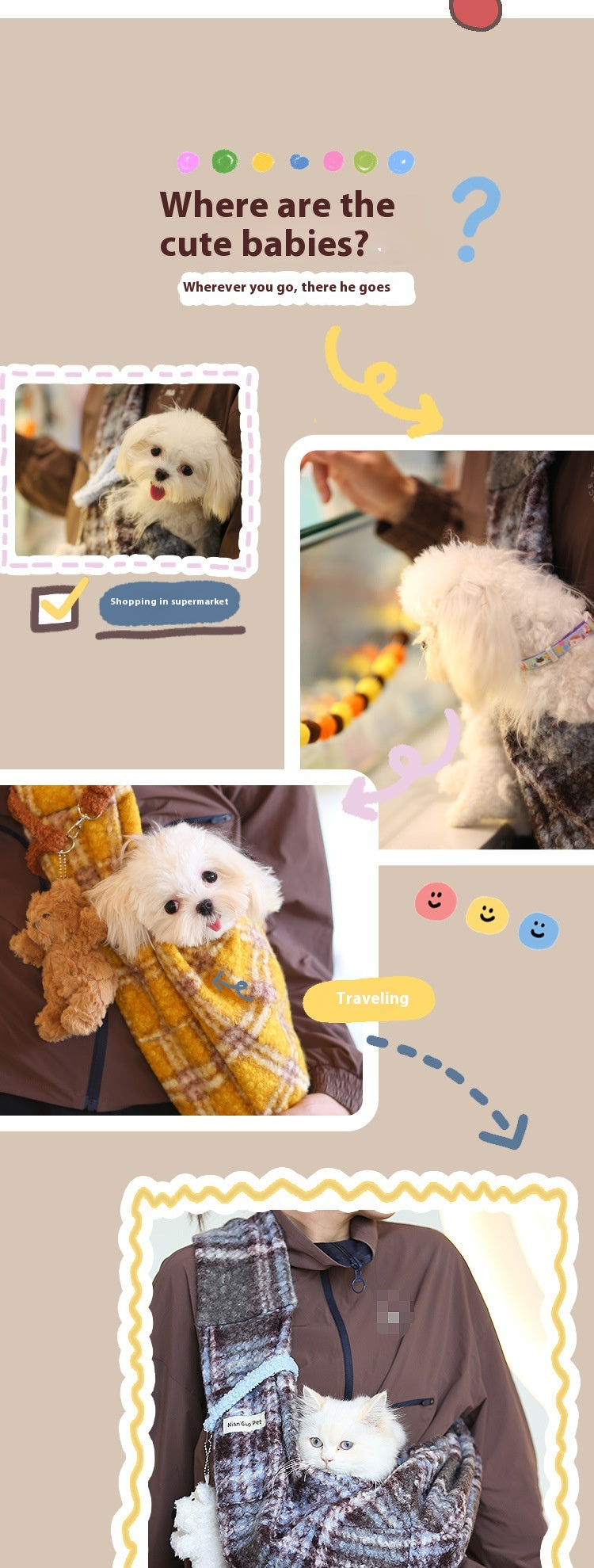 Portable Anti-stress Pet Crossbody Backpack