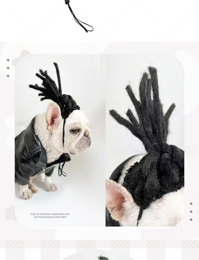 Pet French Wig Dreadlocks Prop Headpiece