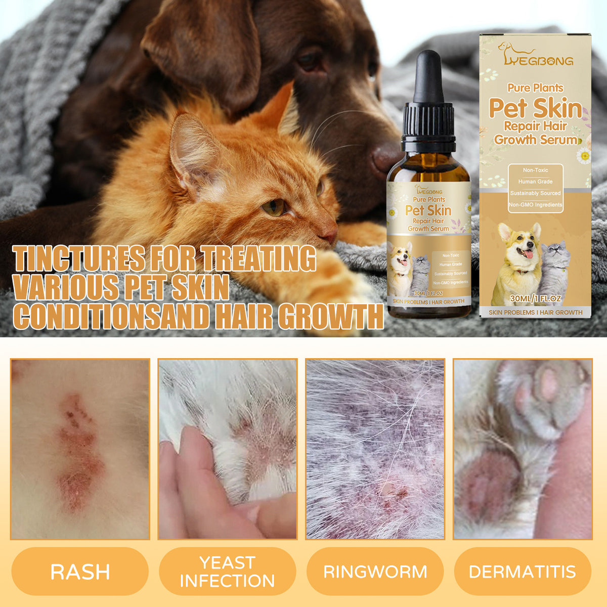 Pet Skin Fur And Wound Care Essence For Cleaning And Moisturizing