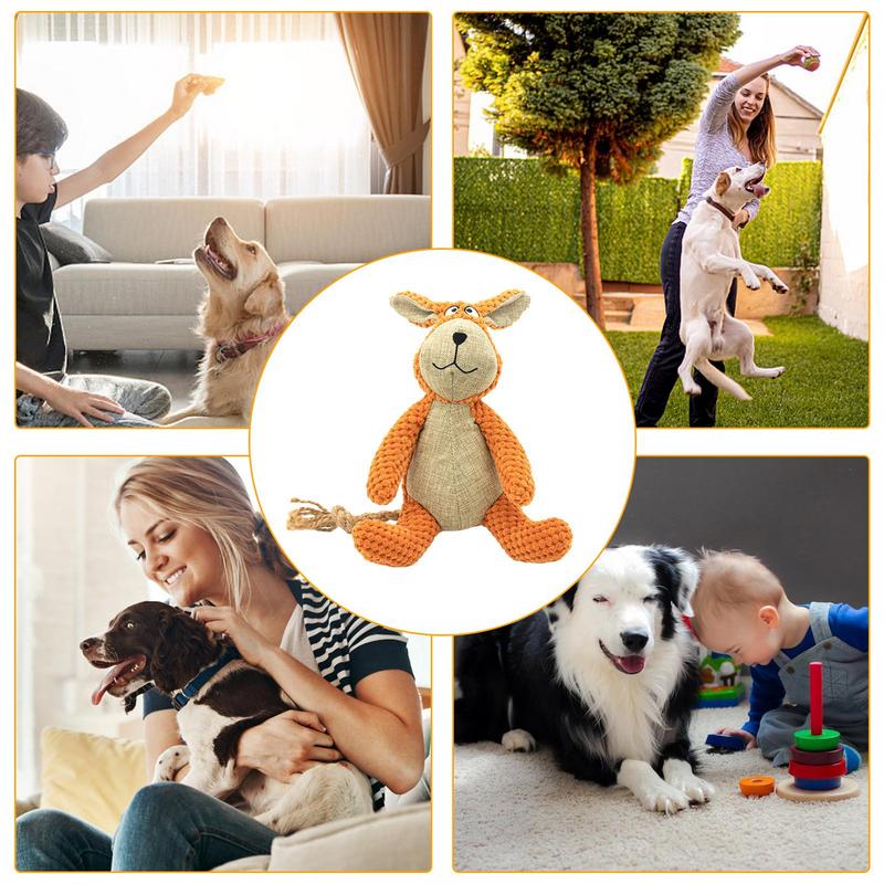 Dog Plush Toys Pet Squeaky Animal CuteShape Toy Dog Bite-Resistant Clean Teeth Chew Toy Pet Supplies Interactive Toys