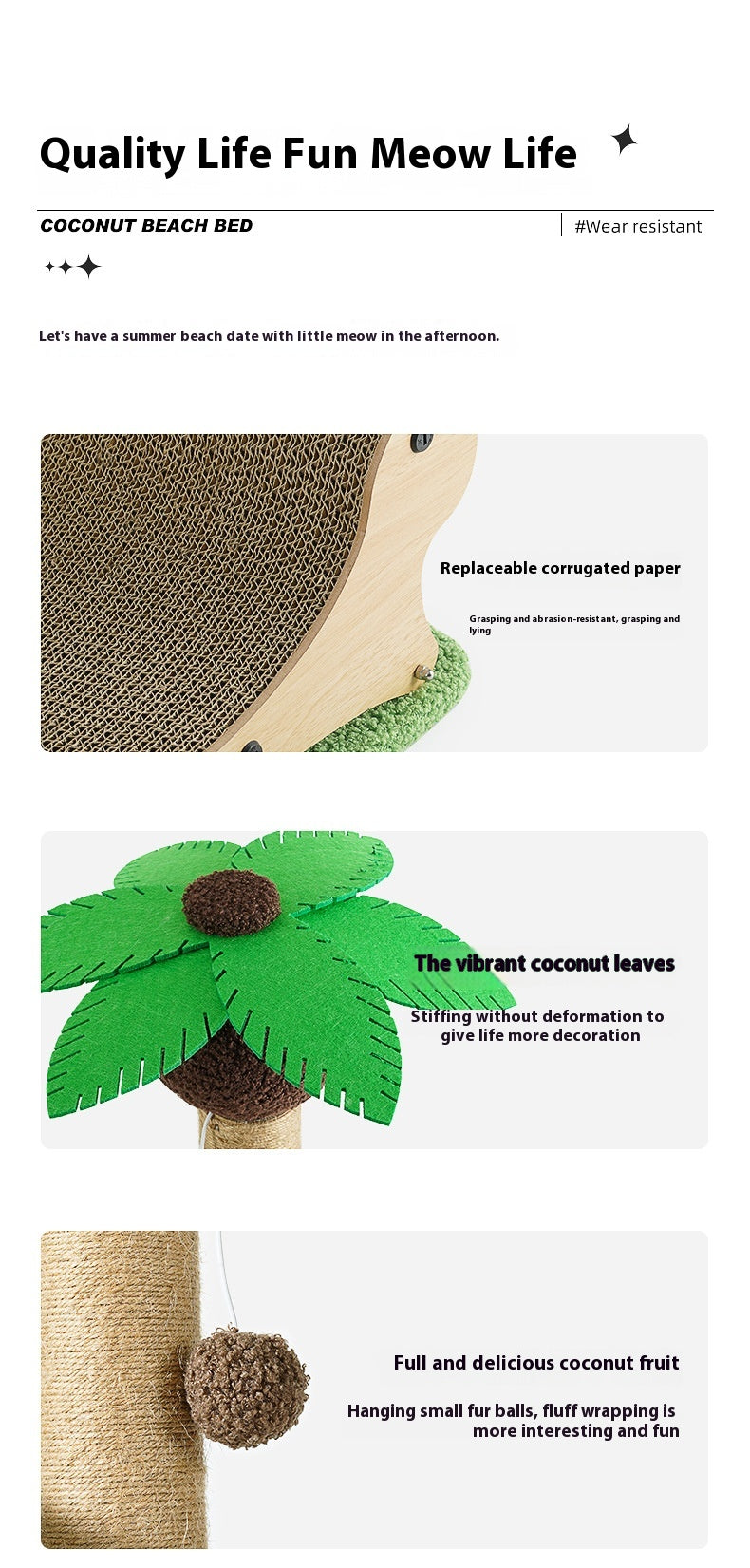Beach Chair Pet Cat Nest Multifunctional Scratch Board Hemp Mat Column Chamfer
