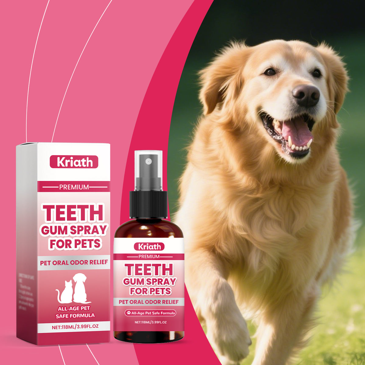 Kriath Pet Oral Spray Cares For Oral Hygiene, Gently Cleans And Removes Tartar, Cleans And Freshens The Mouth