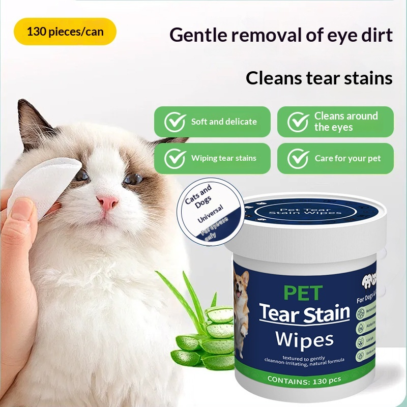 Gentle Pet Eye Wipes For Dogs & Cats, Tear Stain Remover.