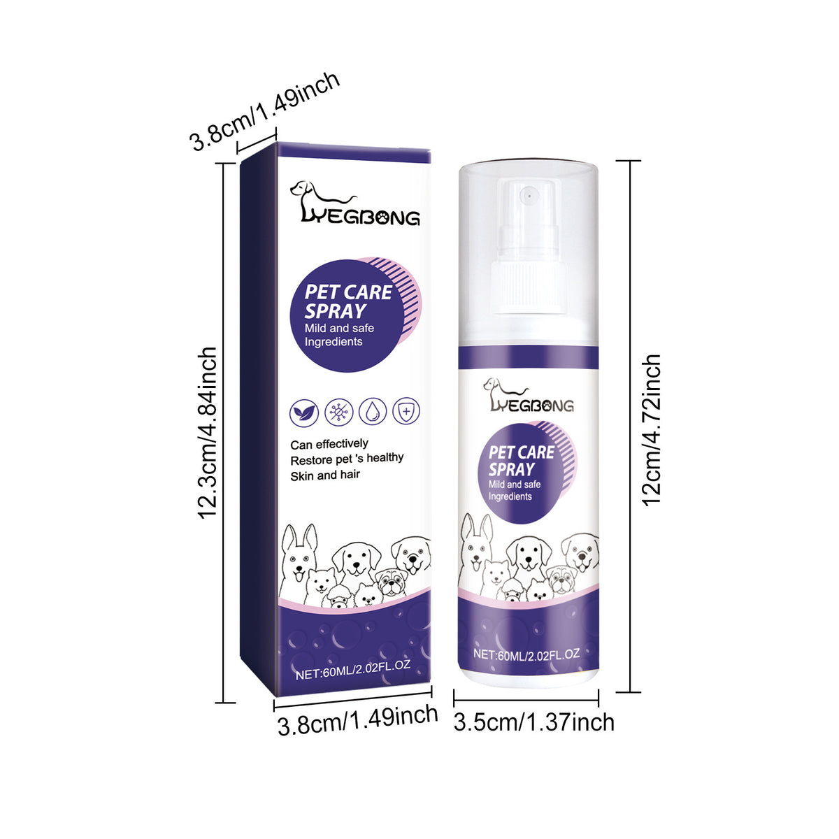 Yegbong Pet Care Spray Pet Cat And Dog Skin Wound Care Skin Care Spray