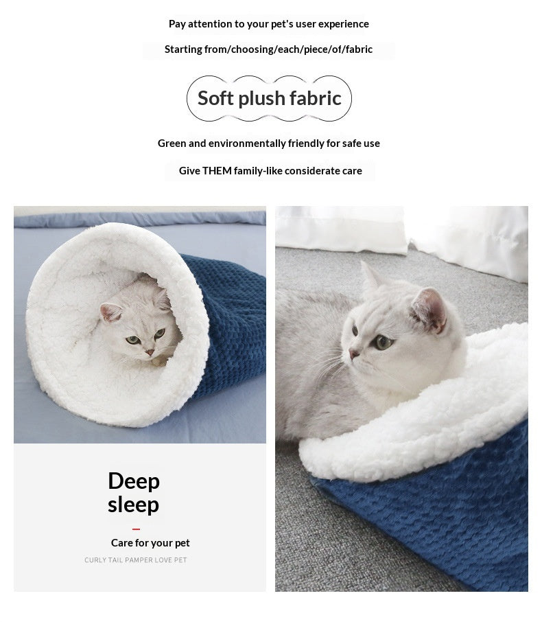 Pet Bed Fleece-Lined Warm And Cozy Cat Bed Cat Sleeping Bag