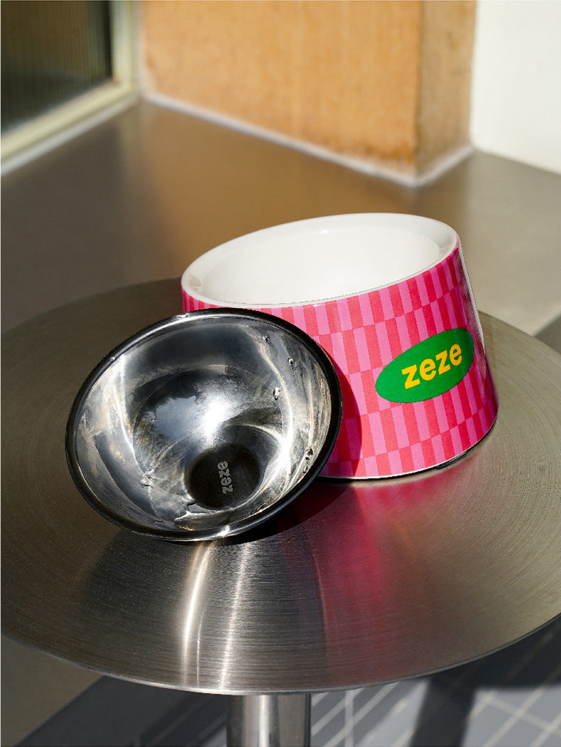 Pet Bowl Metal High Leg Oblique Bowl