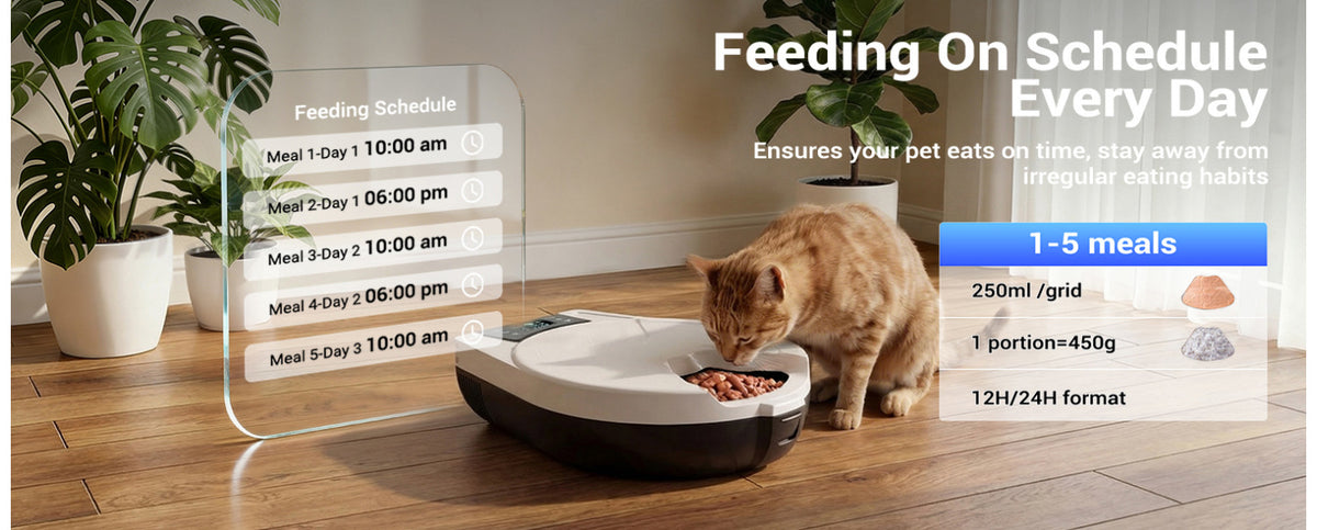 Automatic Wet Food Cat Feeder, 3 Days 5 Freshness Meals Refrigerated Auto Cat Feeder, Semiconductor Cooling & Heating With 304 Stainless Steel Bowl, Programmable Timer Cat Food Dispenser